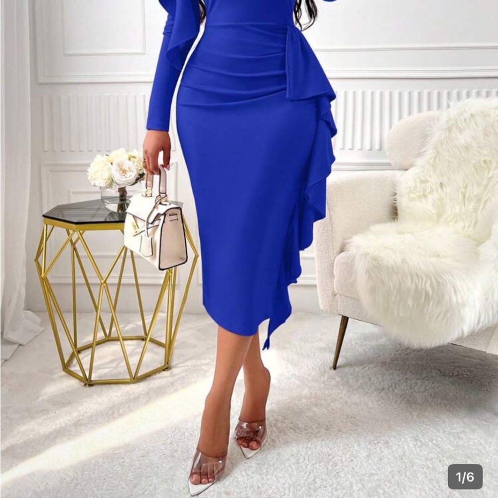 Chic Long Sleeve Blue Dress